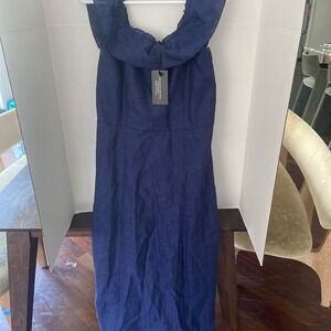 NWT Francesca Bettini Navy Linen Sun Dress
